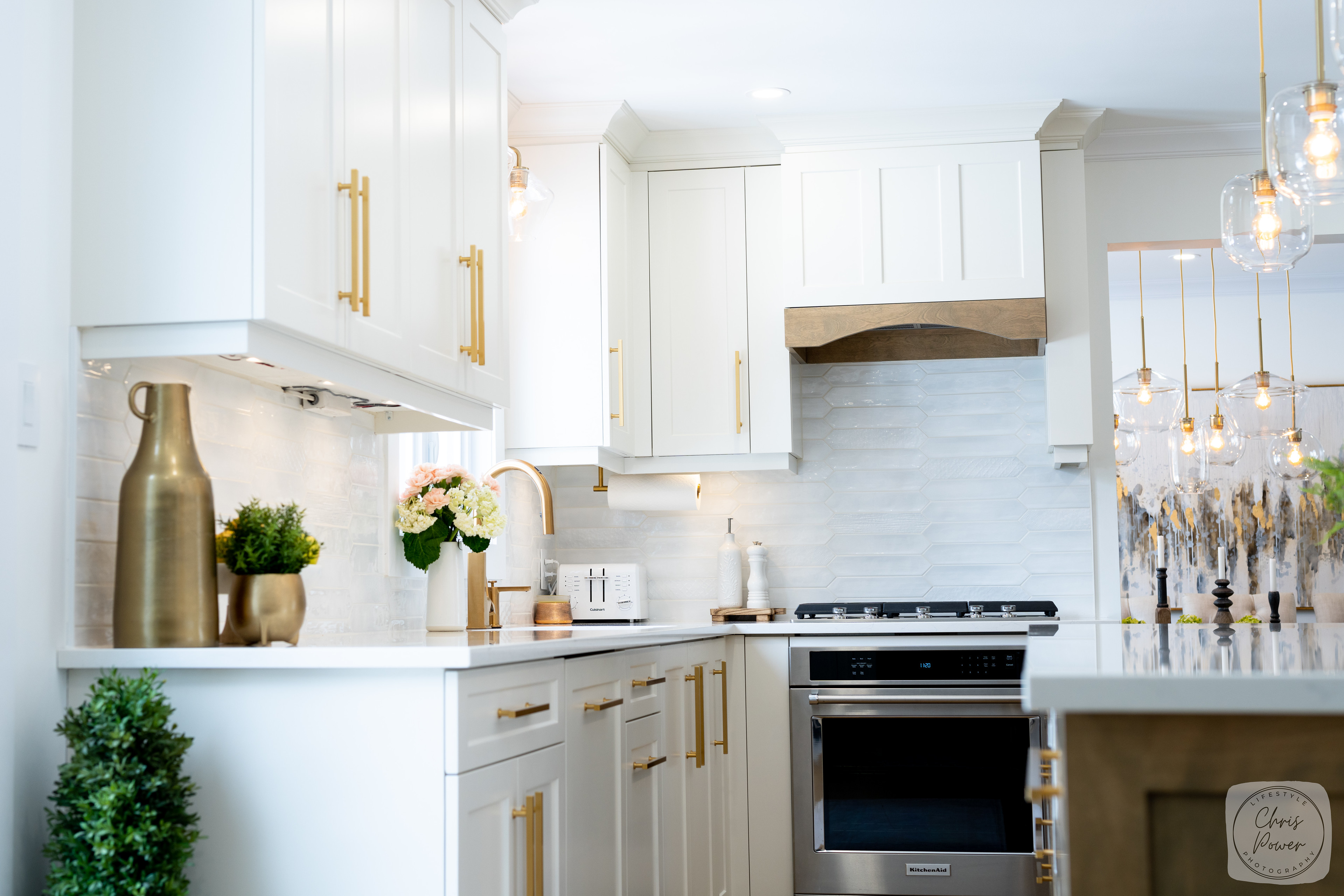 Kitchen with white cabinets